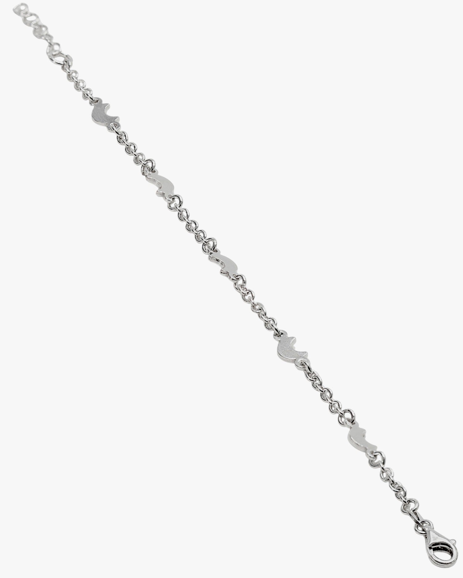 Pulsera infantil de plata diseño luna y cadena