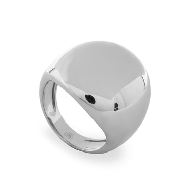 Anillos grandes plata lisa de diseño redondo