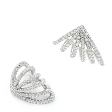 Original silver lobe design earrings with cubic zirconia