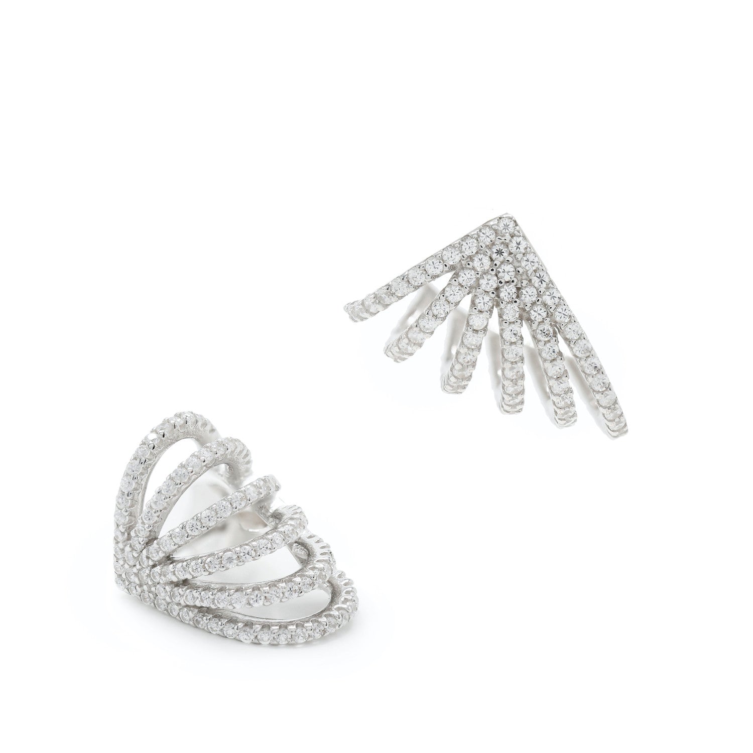 Pendientes originales de plata diseño lóbulo con circonitas