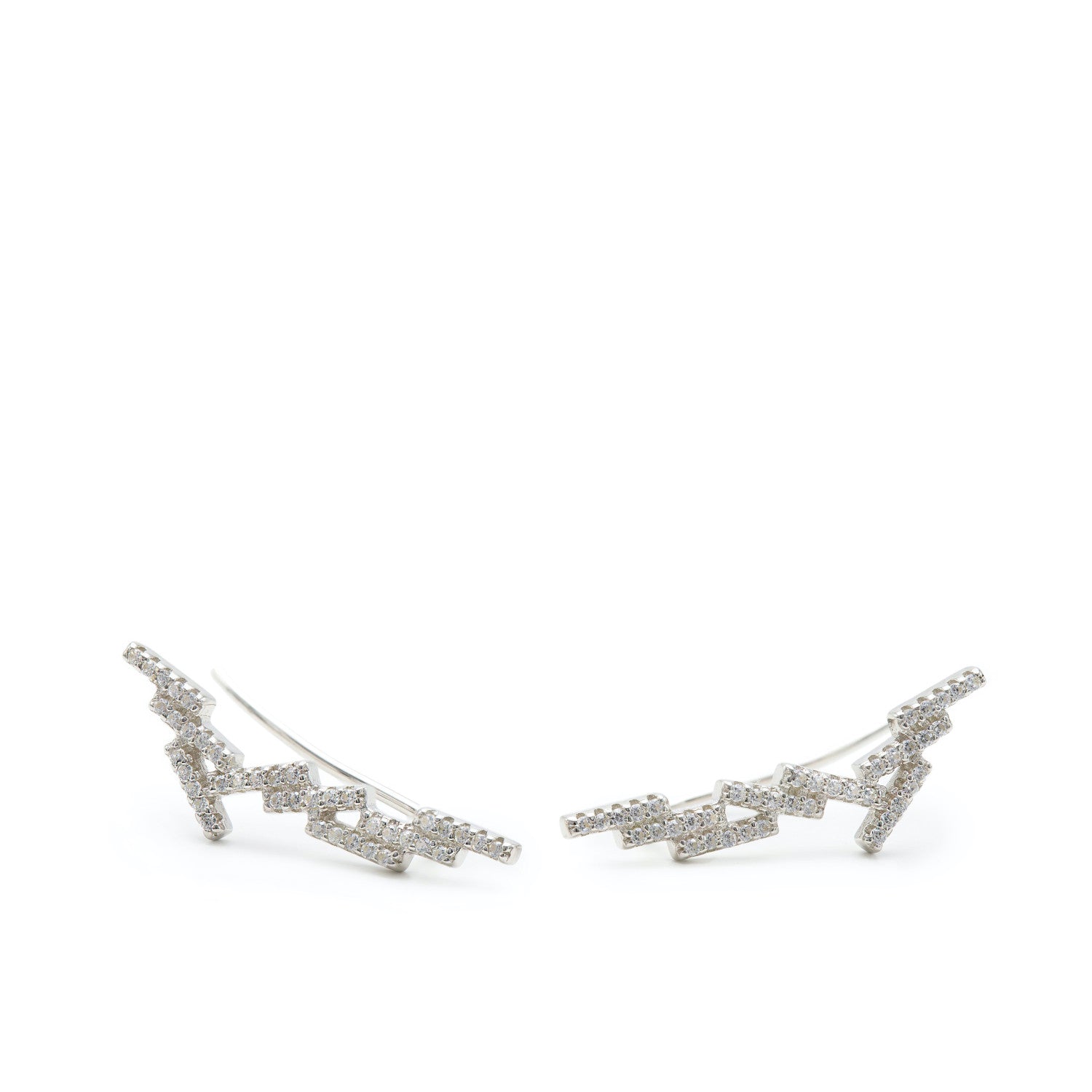 Pendientes trepadores de plata diseño chaos con circonitas