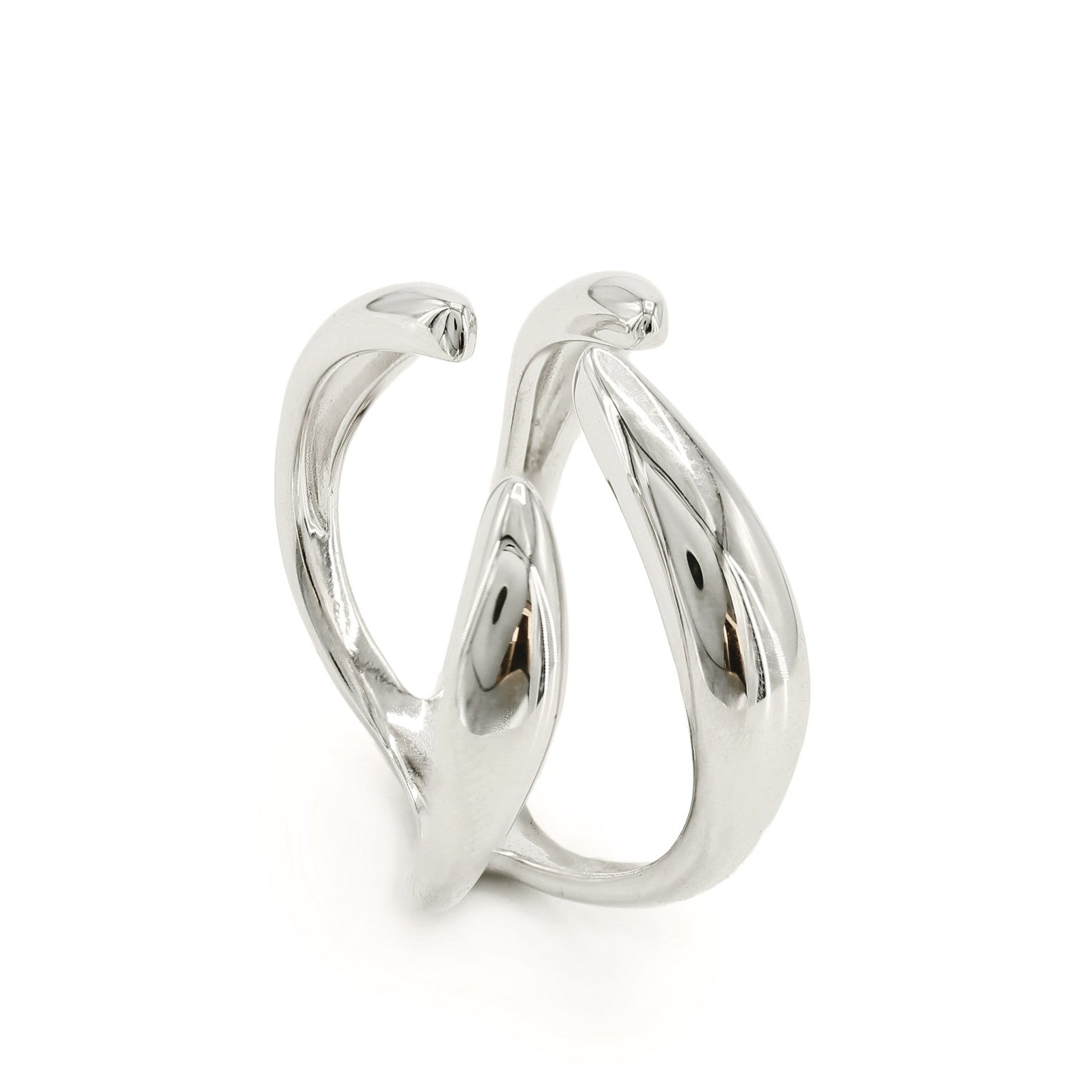 Anillos de diseño abierto estilo garra en plata lisa