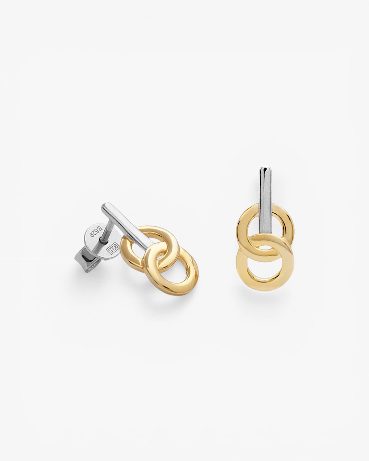 Pendientes de plata diseño doble círculo entrelazado