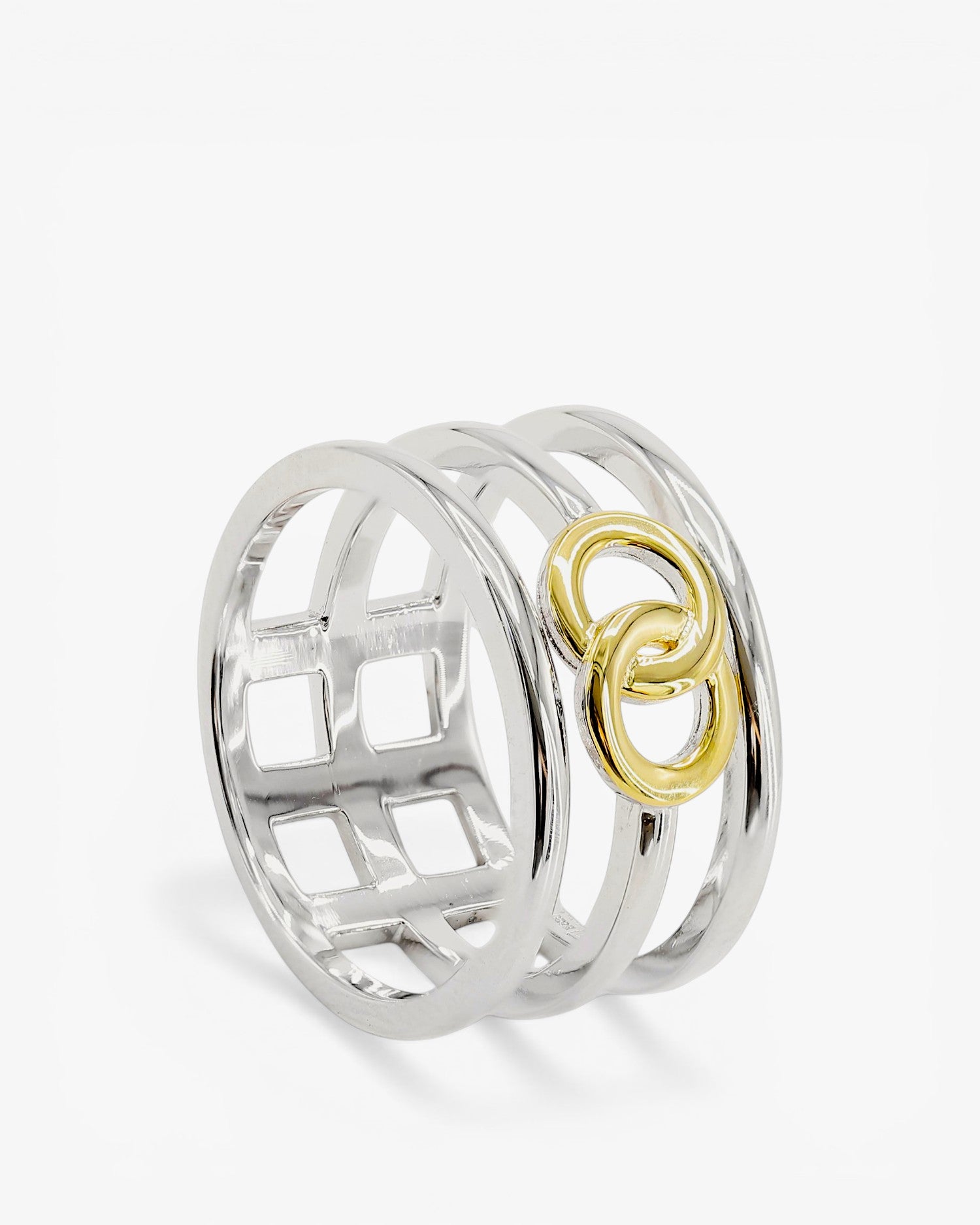 Anillos anchos detalle circular dorado central