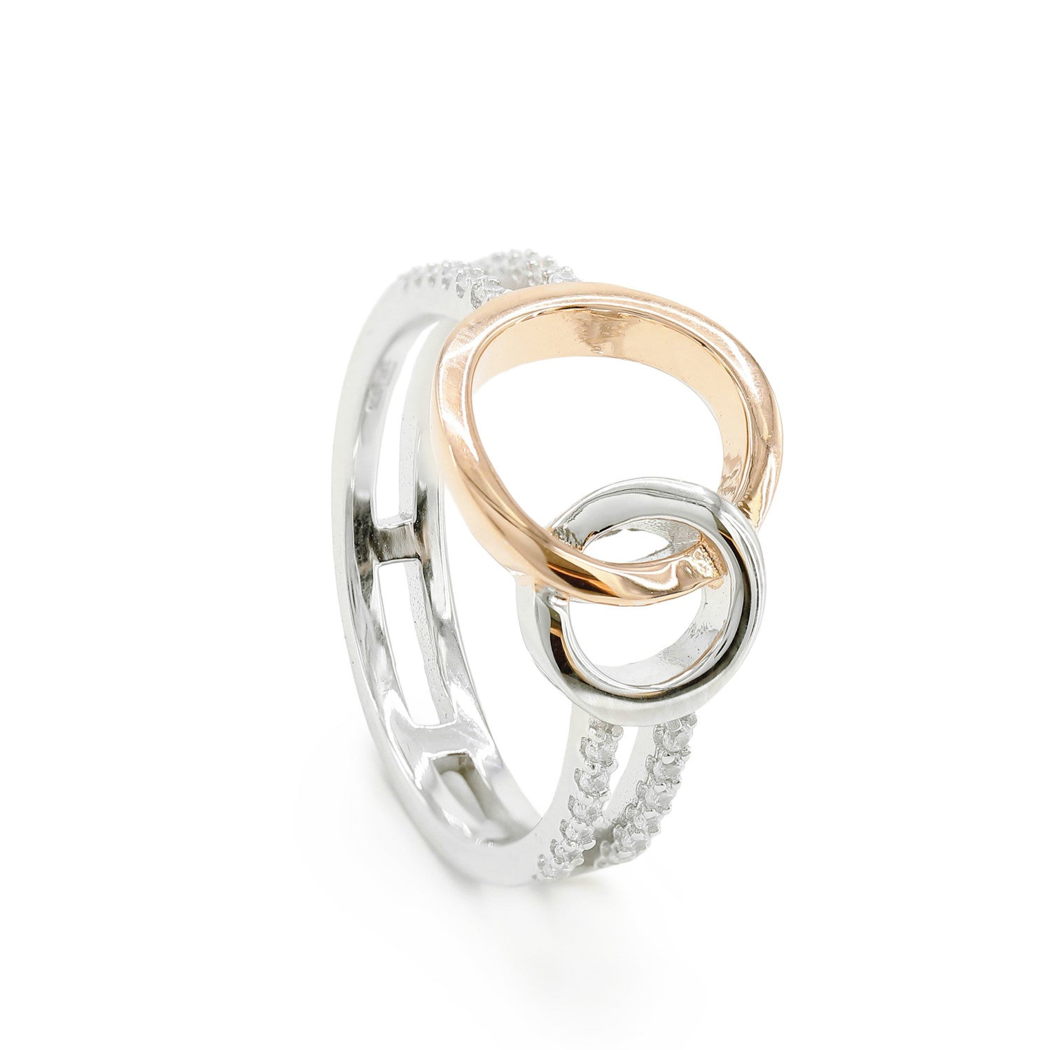 Silverzirconias Rings design double circle two tone