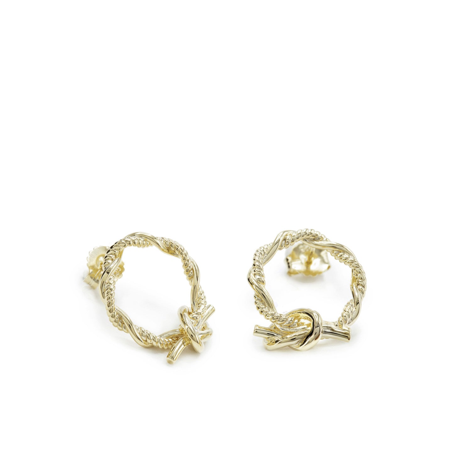 Pendientes originales plata estilo aro entrelazados con nudo