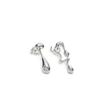 Pendientes originales de plata diseño goteo asimétrico