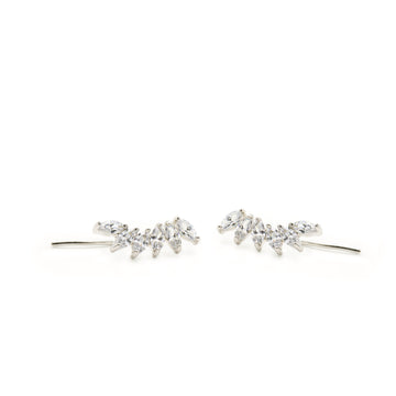Pendientes trepadores de plata con seis circonitas pequeñas talla marquesa
