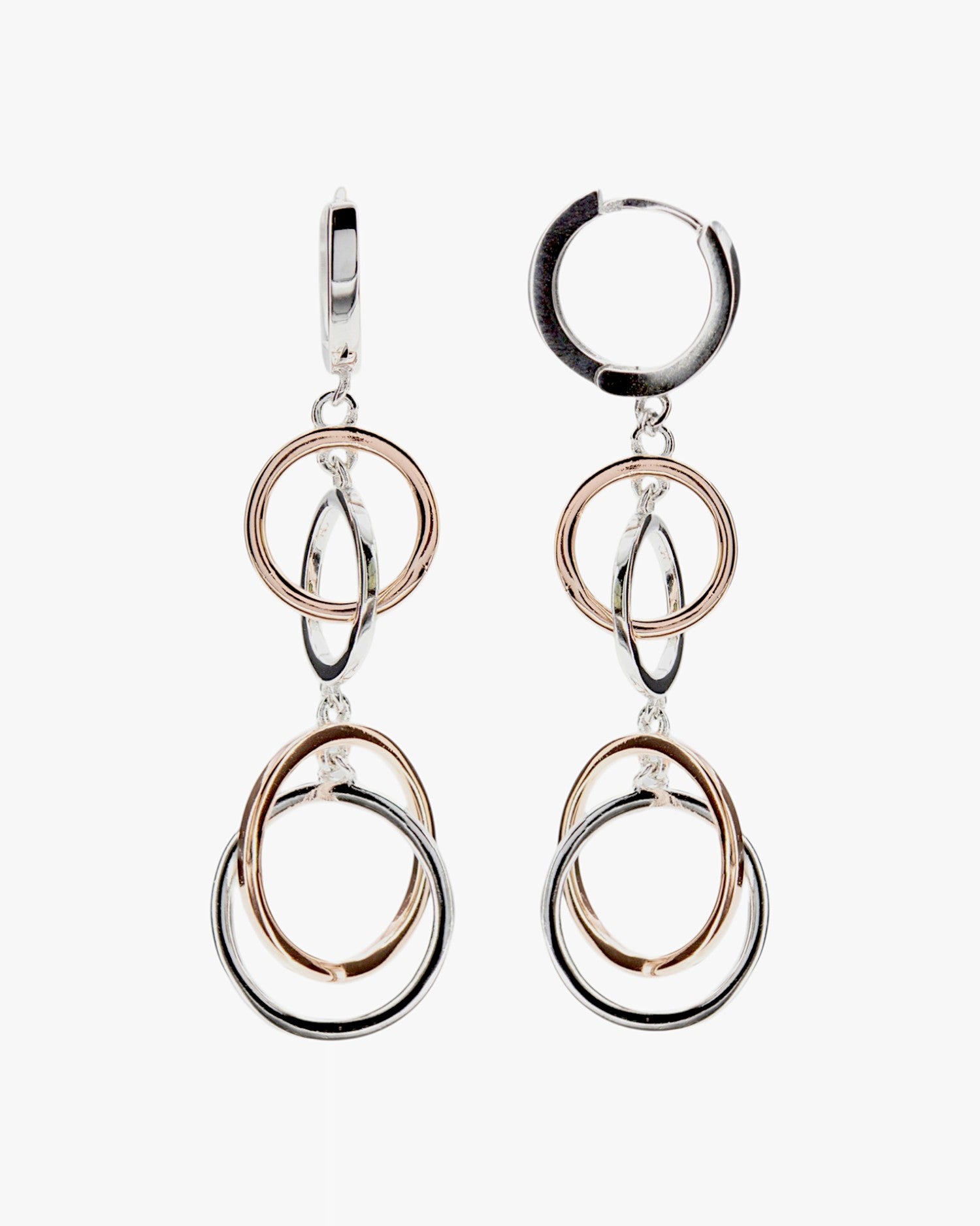 Pendientes bicolor plata con diseño de círculos enredados