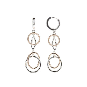 Pendientes bicolor plata con diseño de círculos enredados