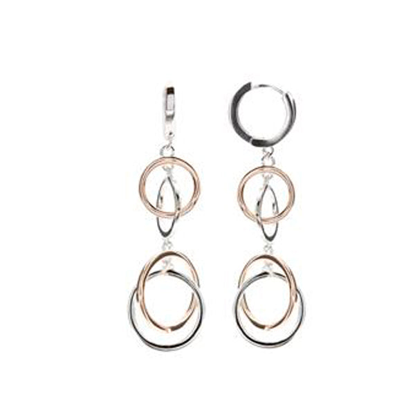 Boucles d'oreilles bicolore argent avec design de cercles emmêlés