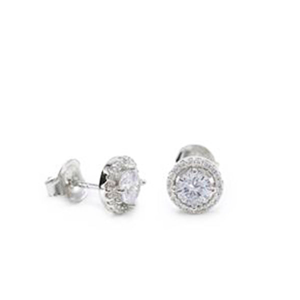 petits boucles d'oreillesargent brillants avec motif rond et rond et zircons
