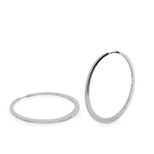 Pendientes aro plata grandes y clásicos con circonitas