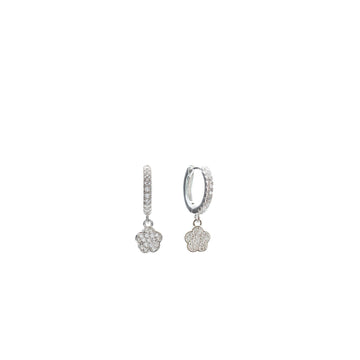 Pendientes aros con colgantes y charm en forma de flor con circonitas