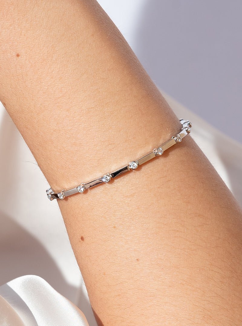 Pulseras finas de plata diseño múltiples circonitas