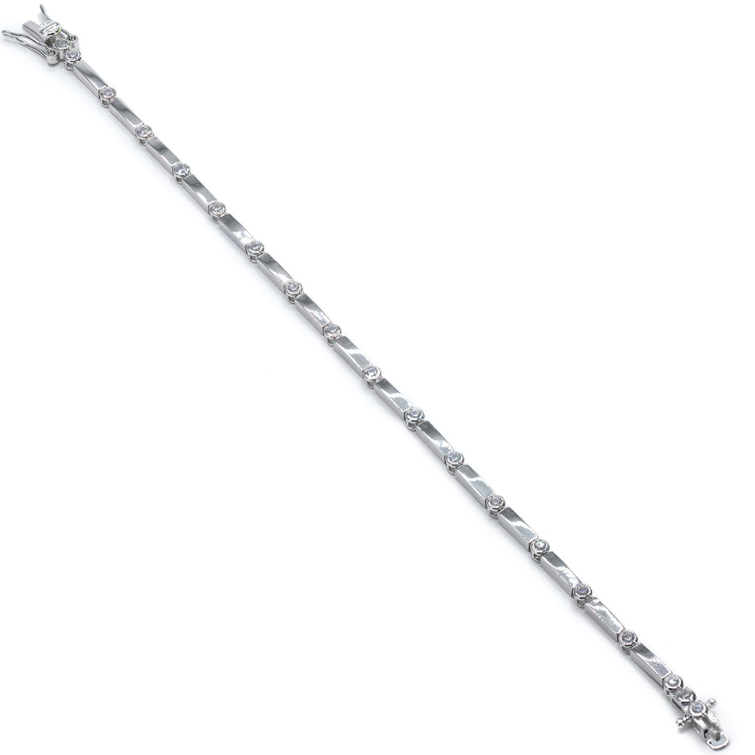 Pulseras finas de plata diseño múltiples circonitas