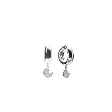 Pendientes con colgantes plata estilo aro móviles con motivo de luna y circonita