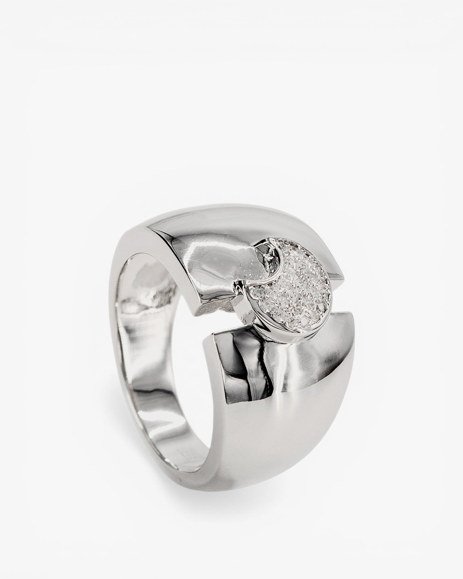 Anillos anchos de plata con luna y circonitas