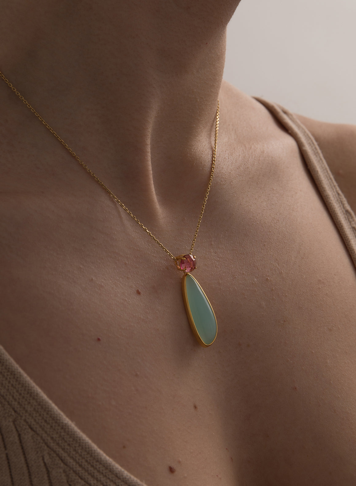Collares con piedras plata baño oro tono azul