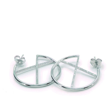 Original hoop earrings with crossed cubic zirconia channel design