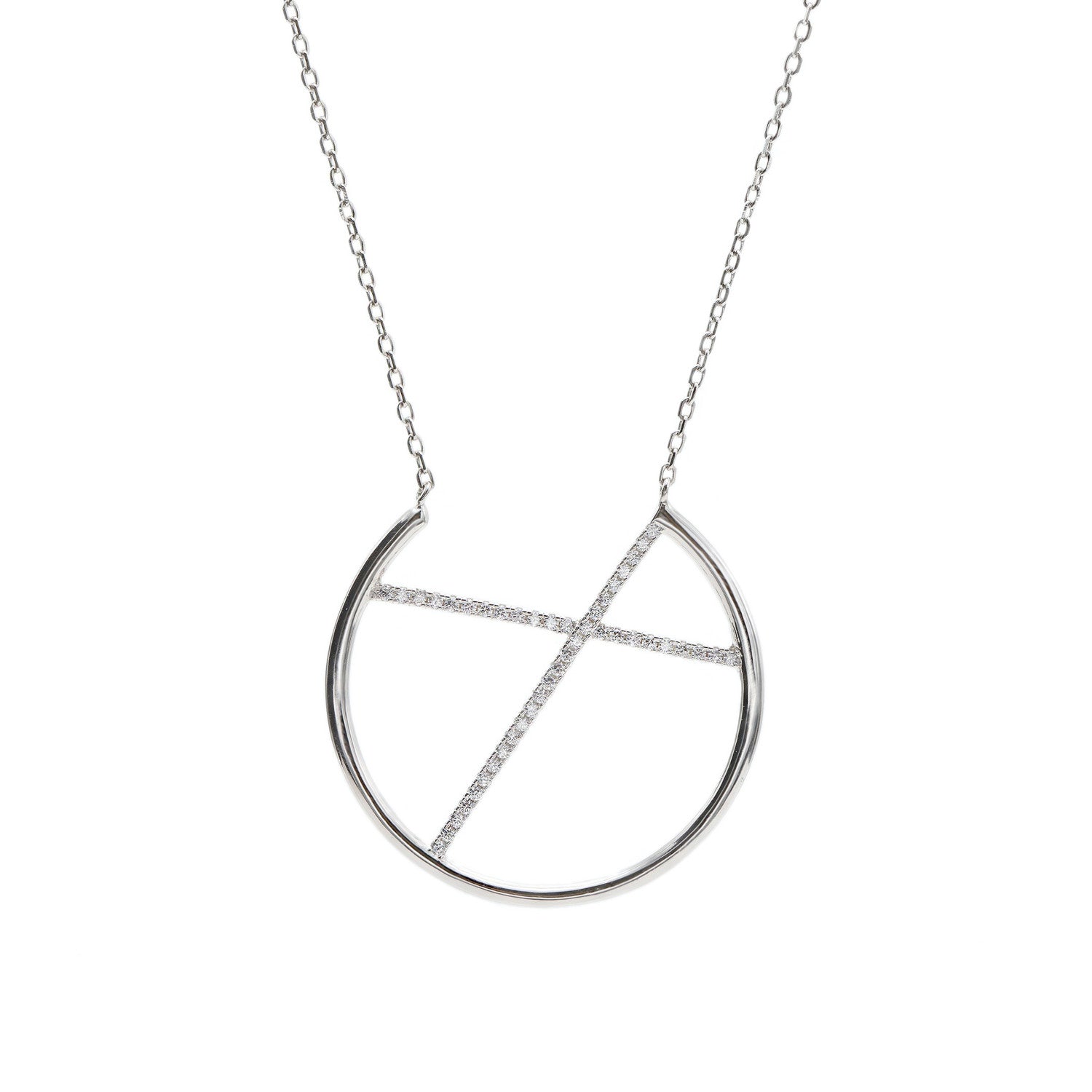 pendentif brillante design de double rail de zircons