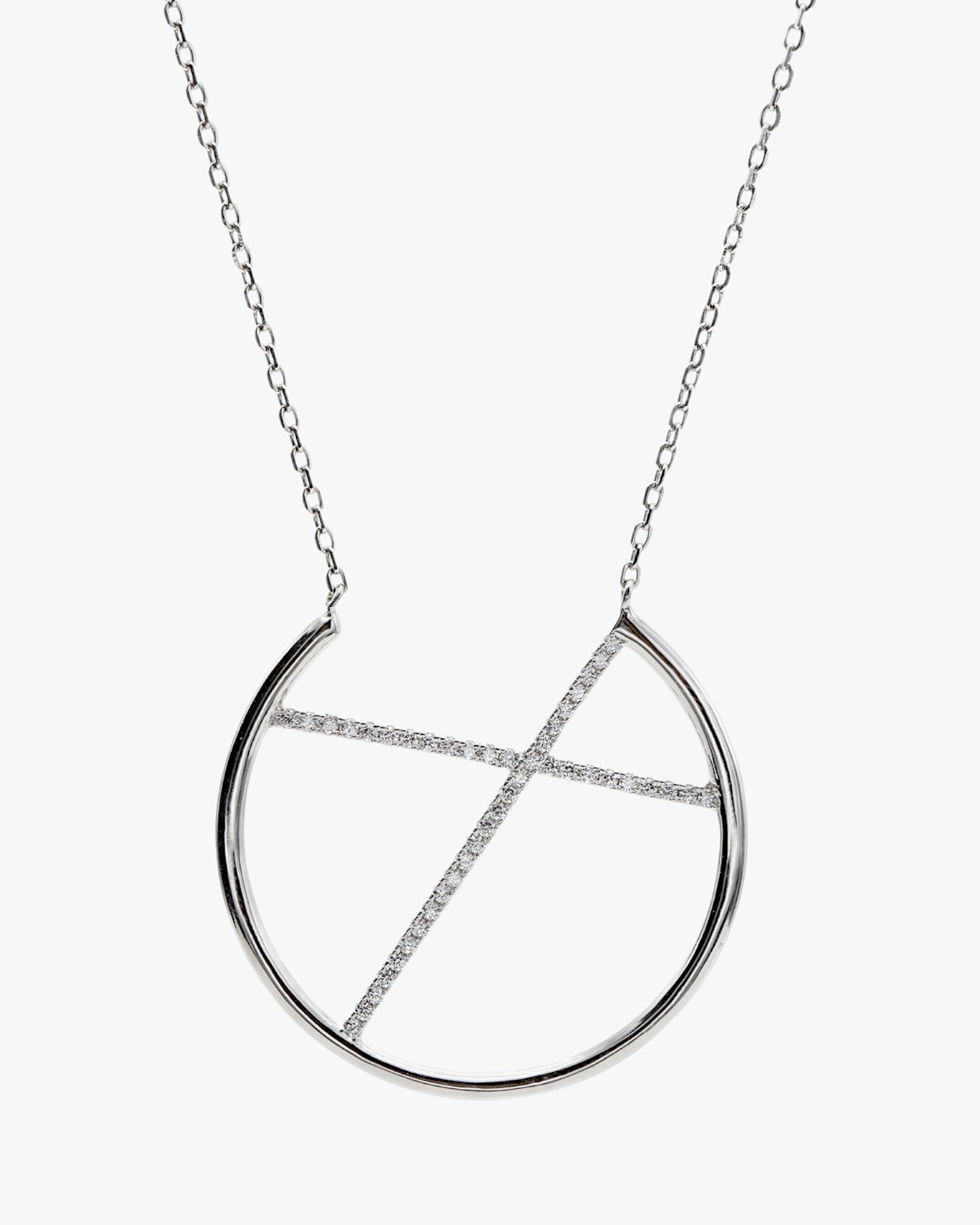 Colgante brillante diseño de doble raíl de circonitas