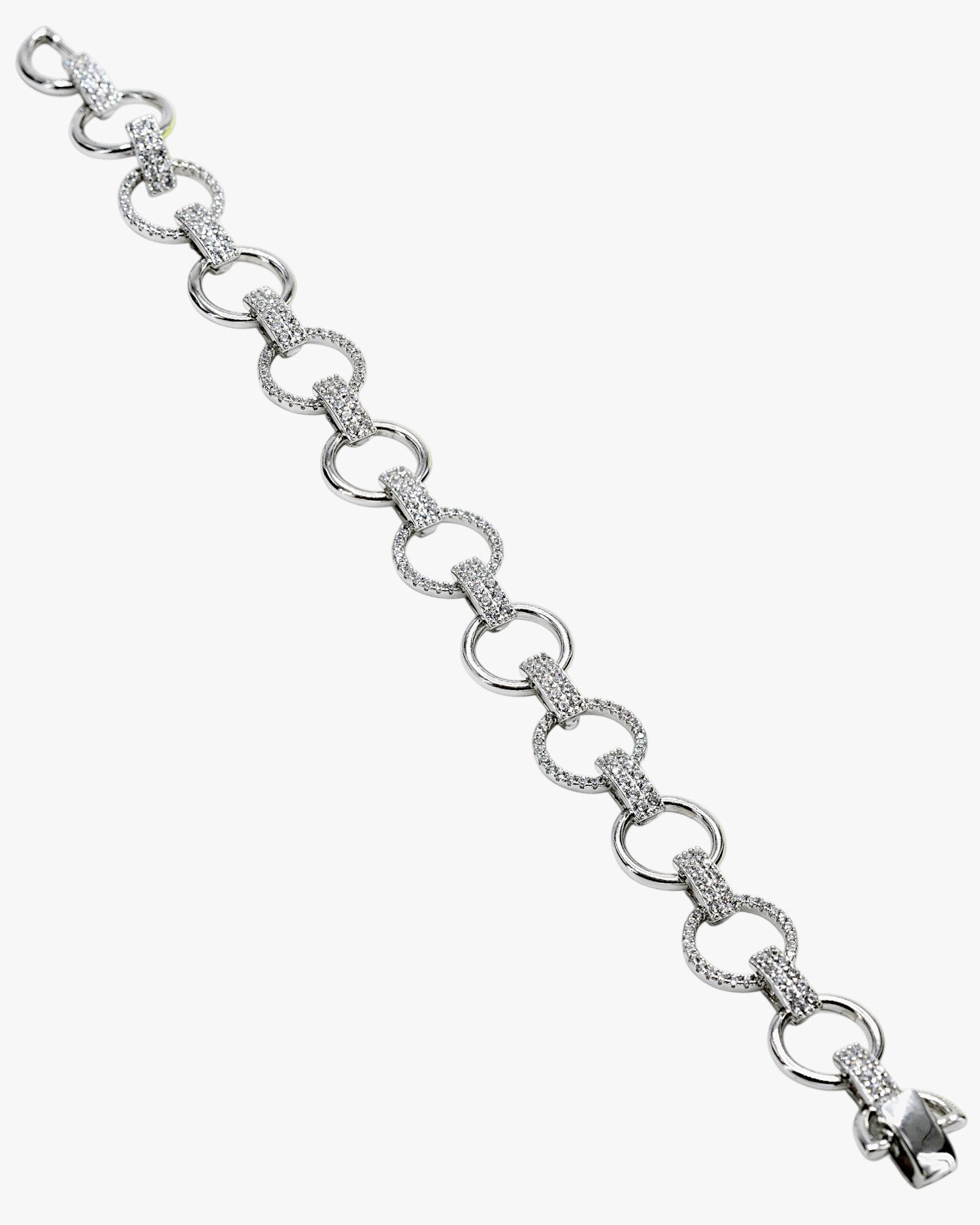 Pulsera eslabones plata diseño redondo con circonitas