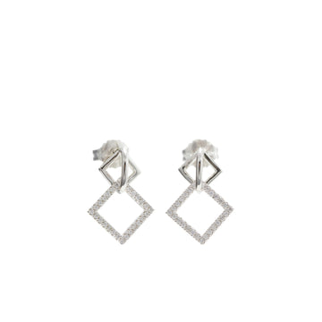Pendientes con colgantes diseño de doble rombo y circonitas
