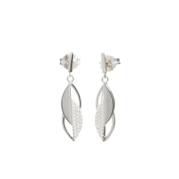 Pendientes originales diseño de hoja geométrica con circonitas