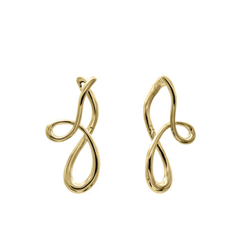 Pendientes originales en plata bañada en oro estilo liquido entrelazado