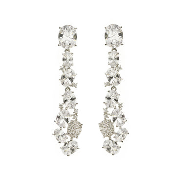 Longues boucles d'oreilles de mariée, forme ovale, en quartz adamantite