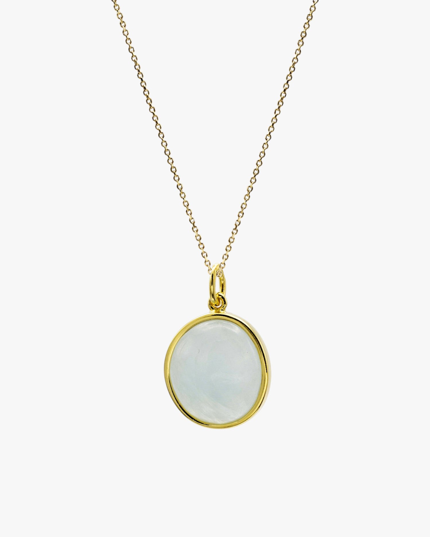 Collares con piedras plata lisa baño en oro motivo azul circular
