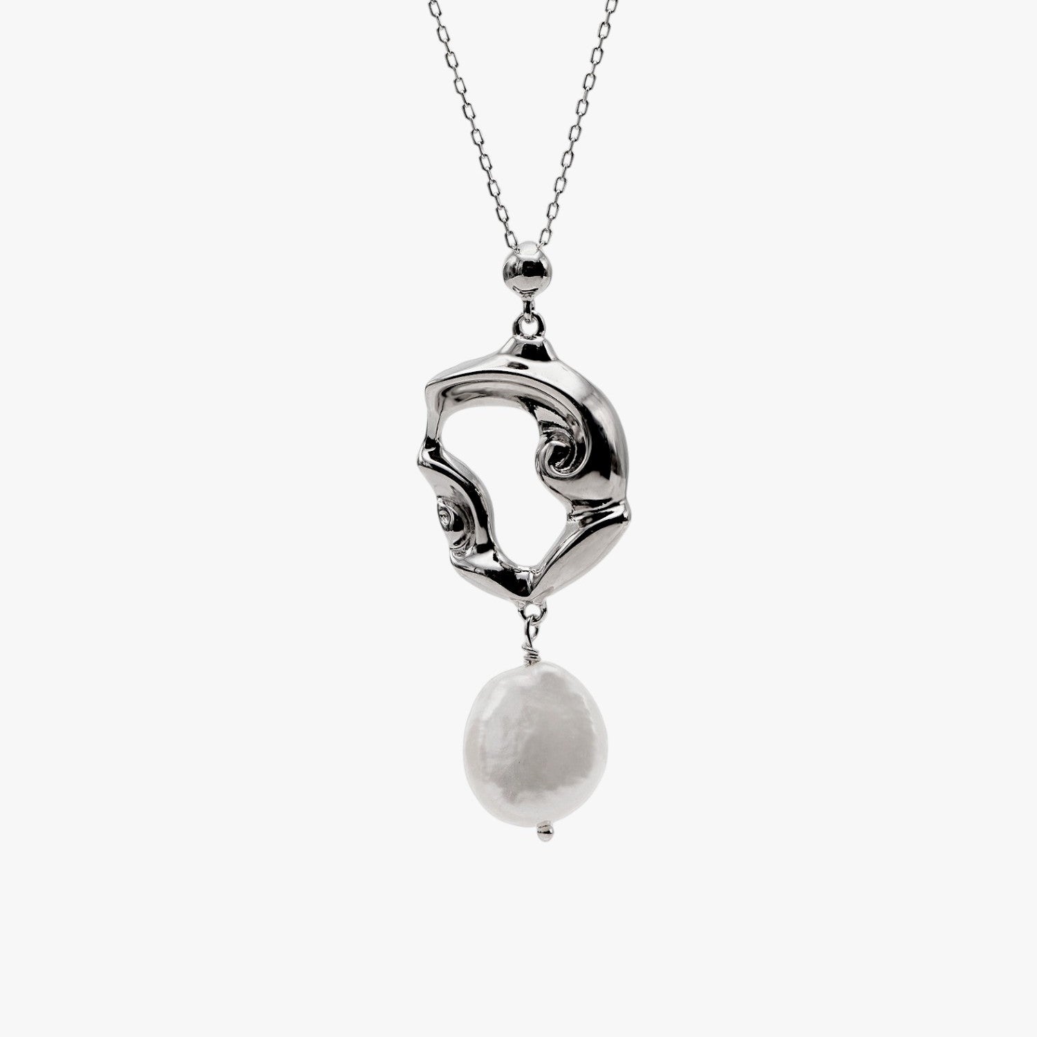 Colgante perlas en plata mujer diseño liquido