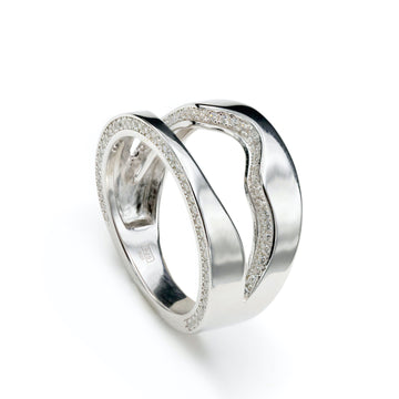 Anillos grandes diseño doble carril irregular con circonitas