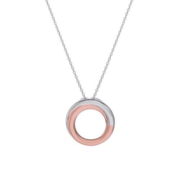 Colgantes bicolor de plata lisa diseño circular en rosa
