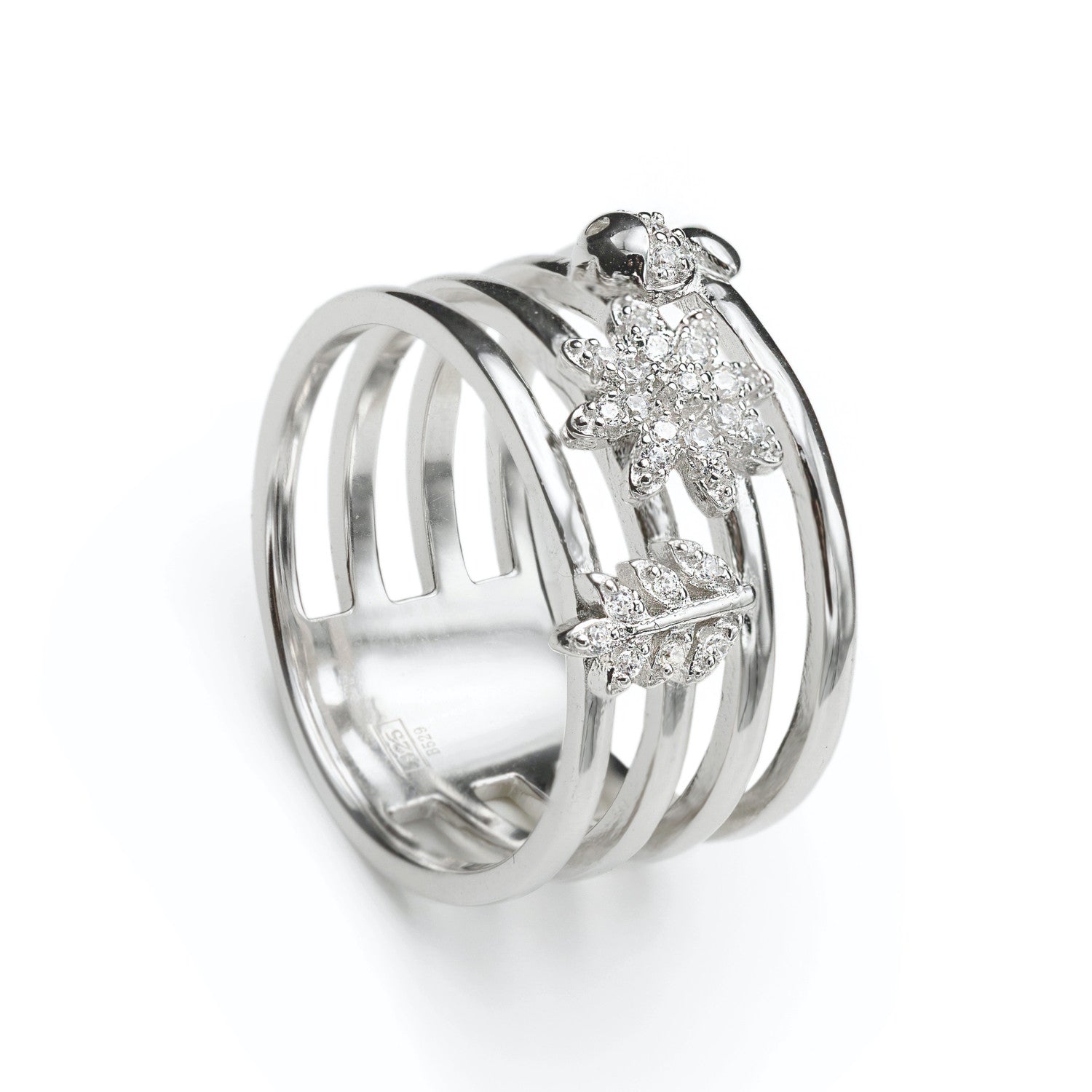 Anillos anchos de plata diseño naturaleza