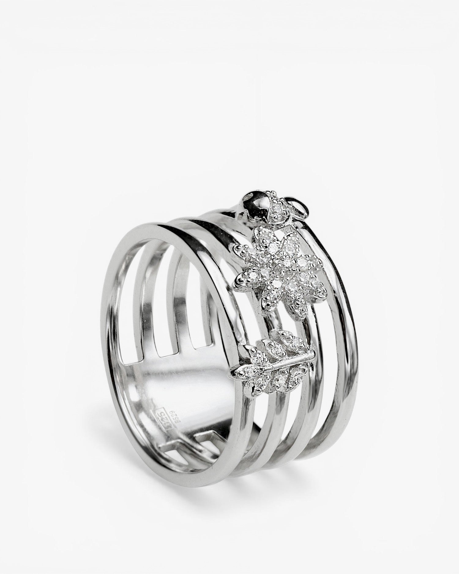Anillos anchos de plata diseño naturaleza