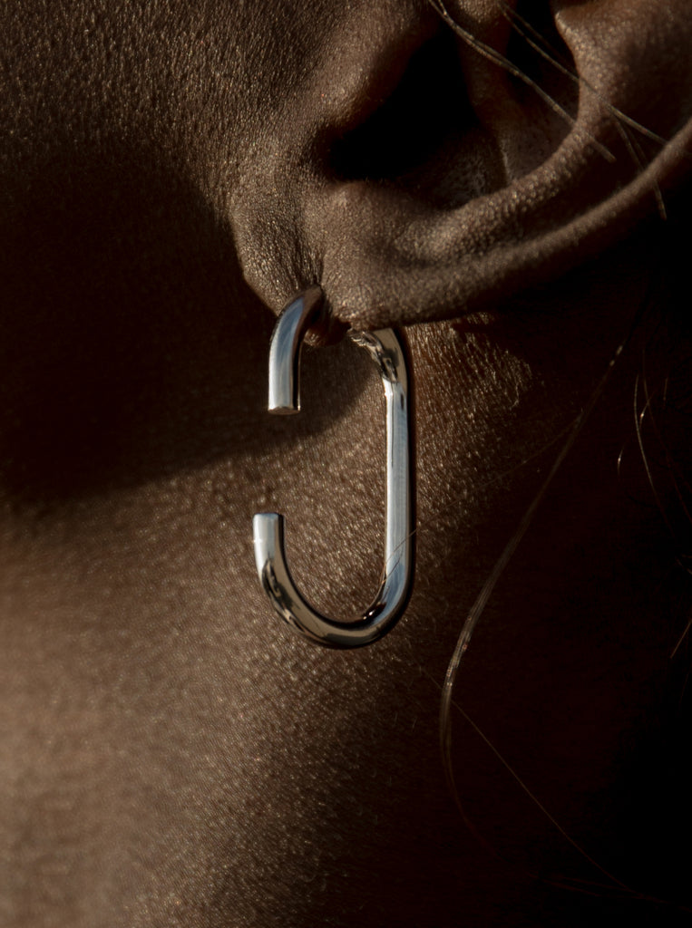 earrings hoop silver original design oval and open