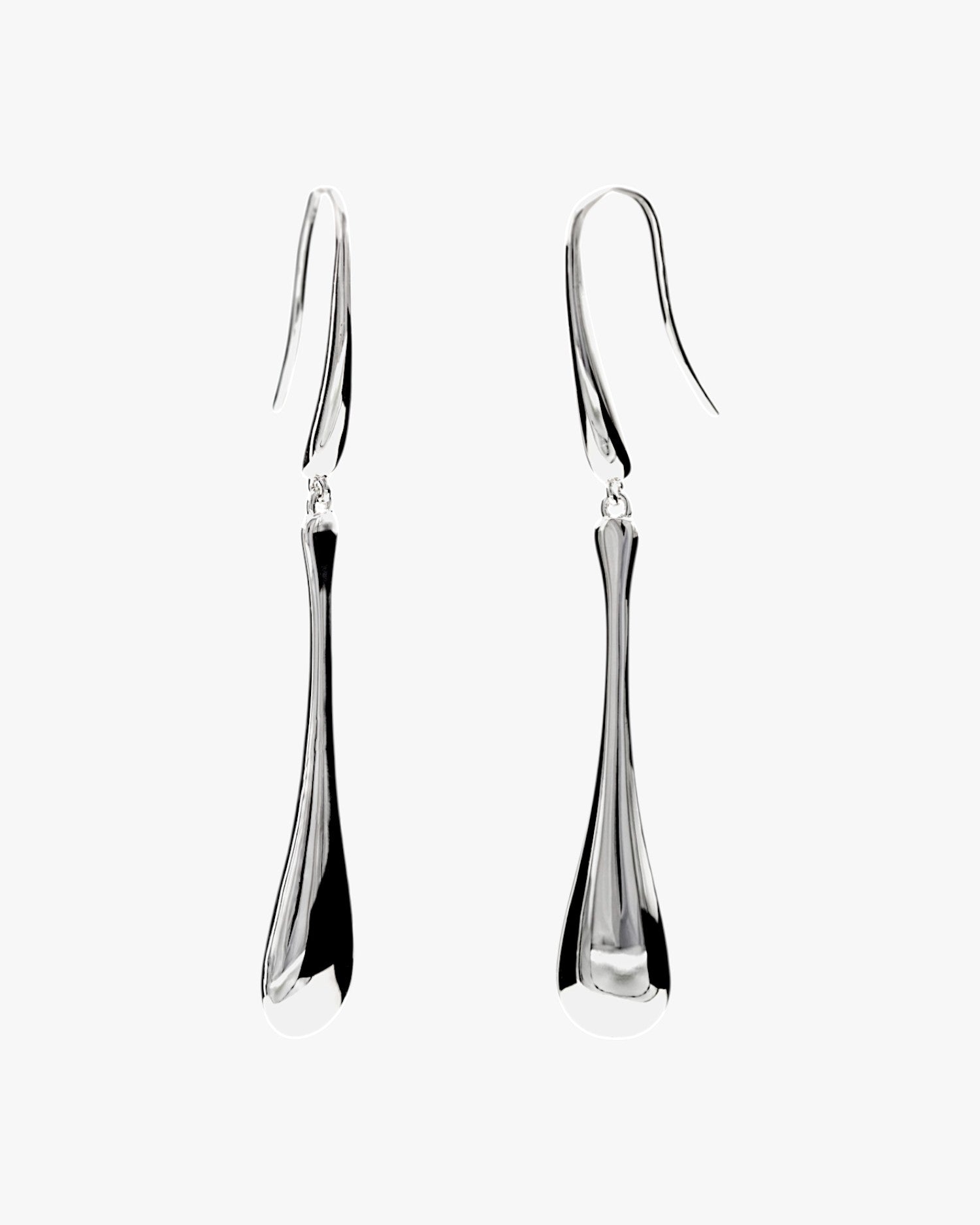 Original long teardrop-shaped silver earrings