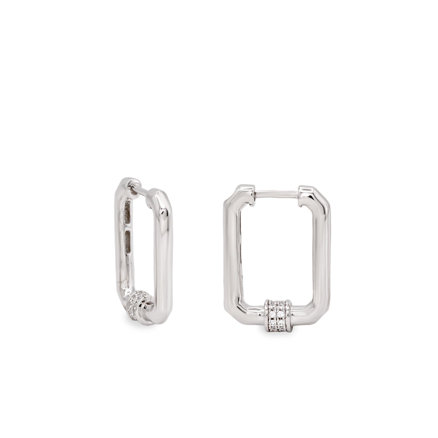 Boucles d'oreilles créole de argent design octogonal rectangle