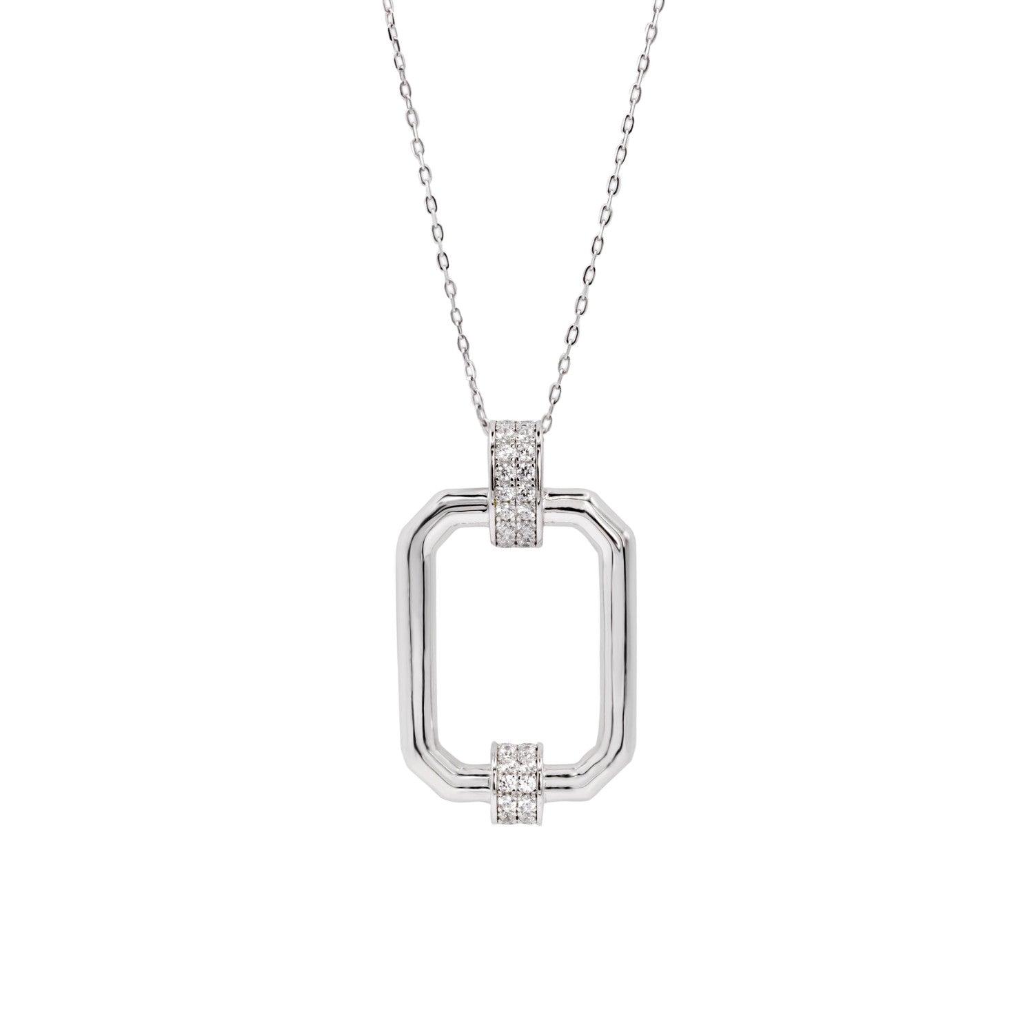 pendentif argent brillante design rectangle octogonal