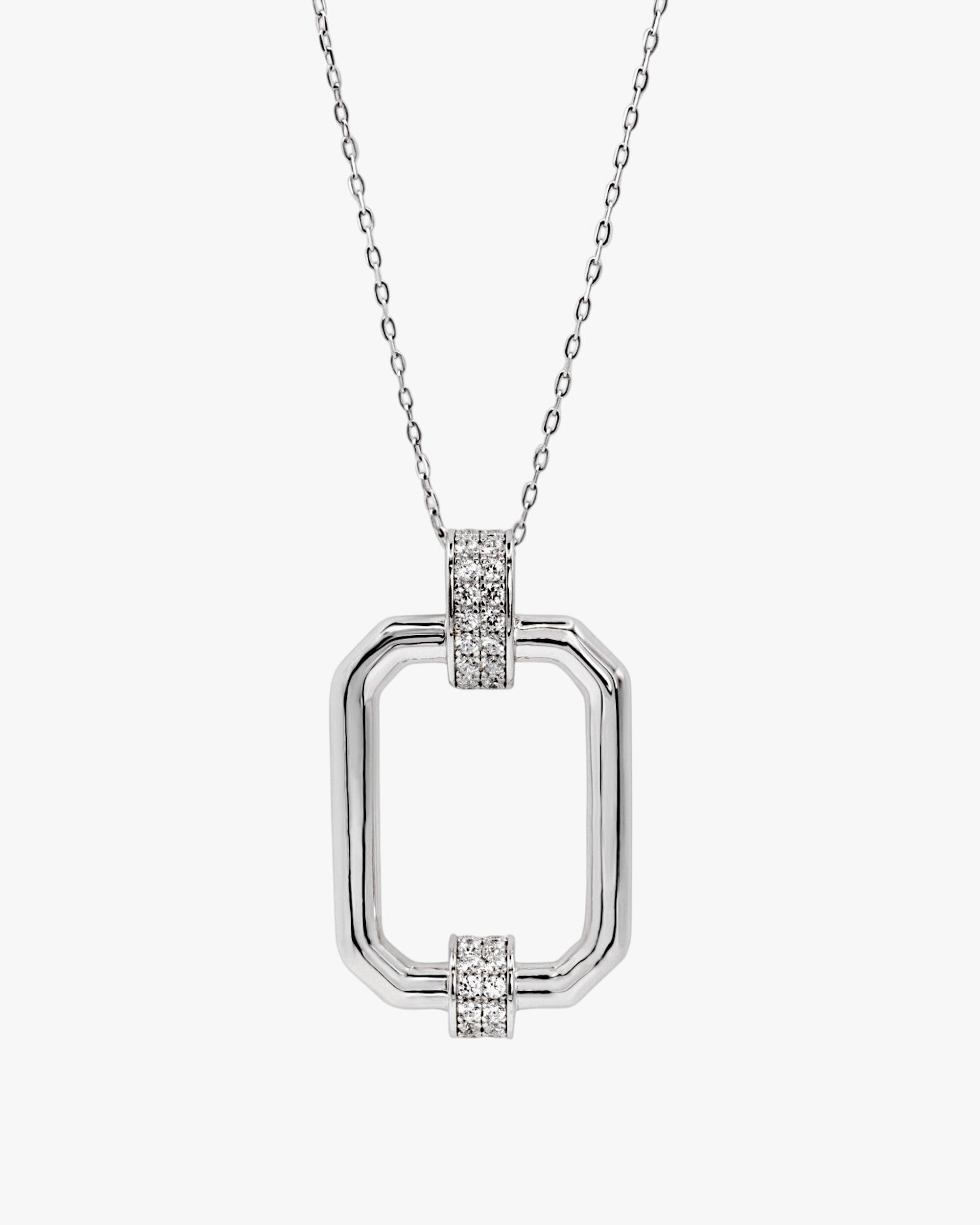 Colgante brillante de plata diseño rectángulo octogonal