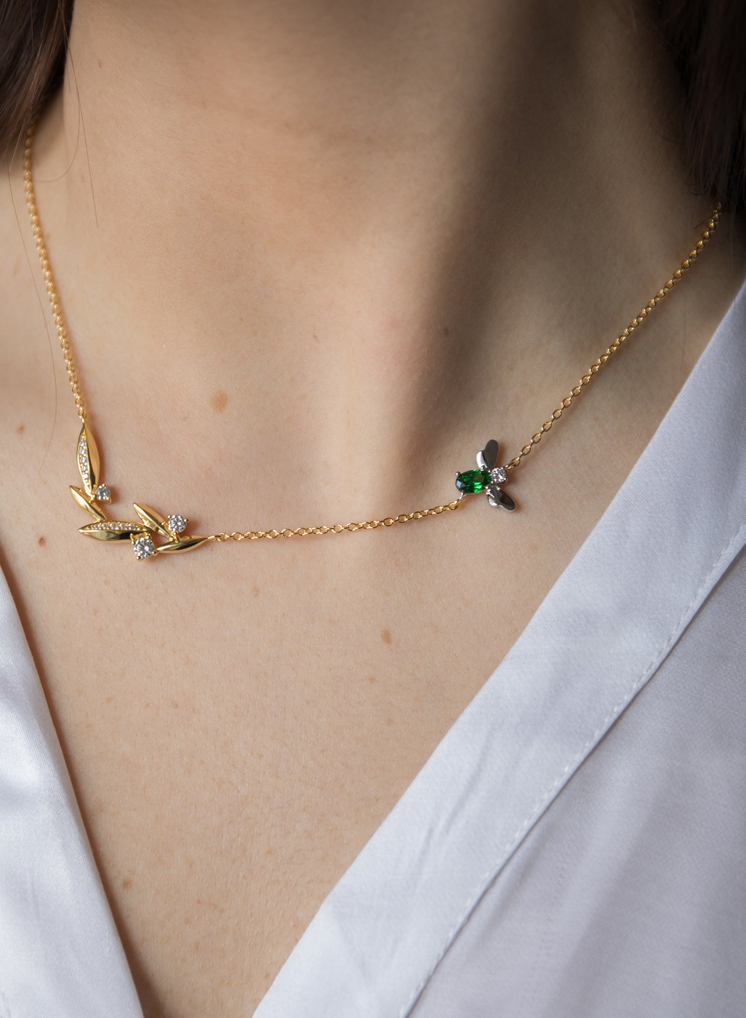 Collares plata originales baño oro diseño mosca