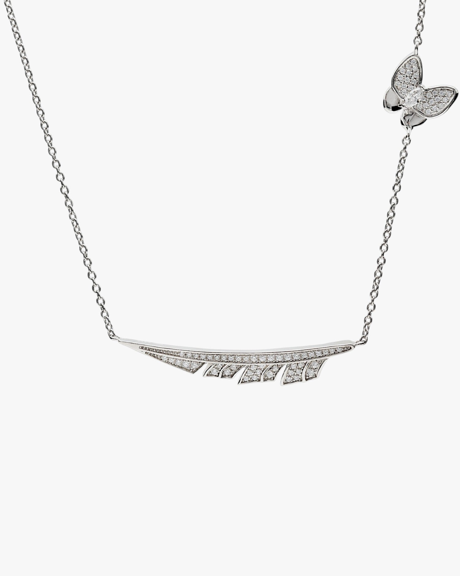 Collares plata originales diseño pluma y mariposa