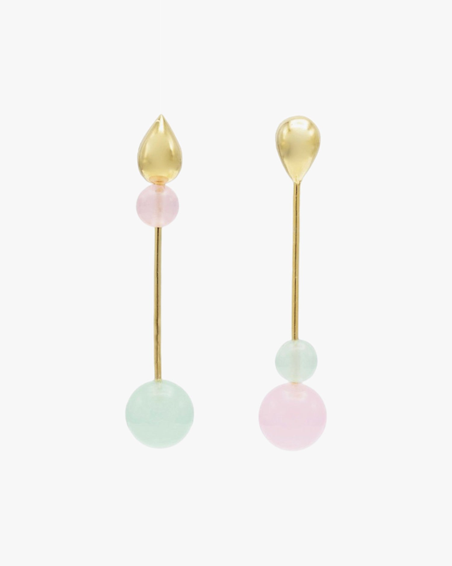 Pendientes originales de plata diseño con piedras de colores baño en oro