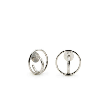 Pendientes aro originales diseño doble aro cruzado y circonitas