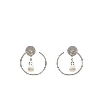 Pendientes aros con colgantes diseño semiabierto con perla