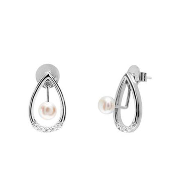 Pendientes perlas diseño de lágrima con detalle de circonitas