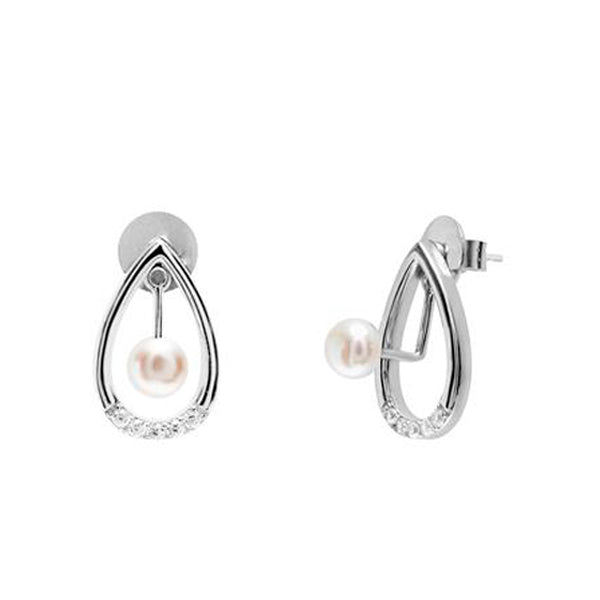Pendientes perlas diseño de lágrima con detalle de circonitas