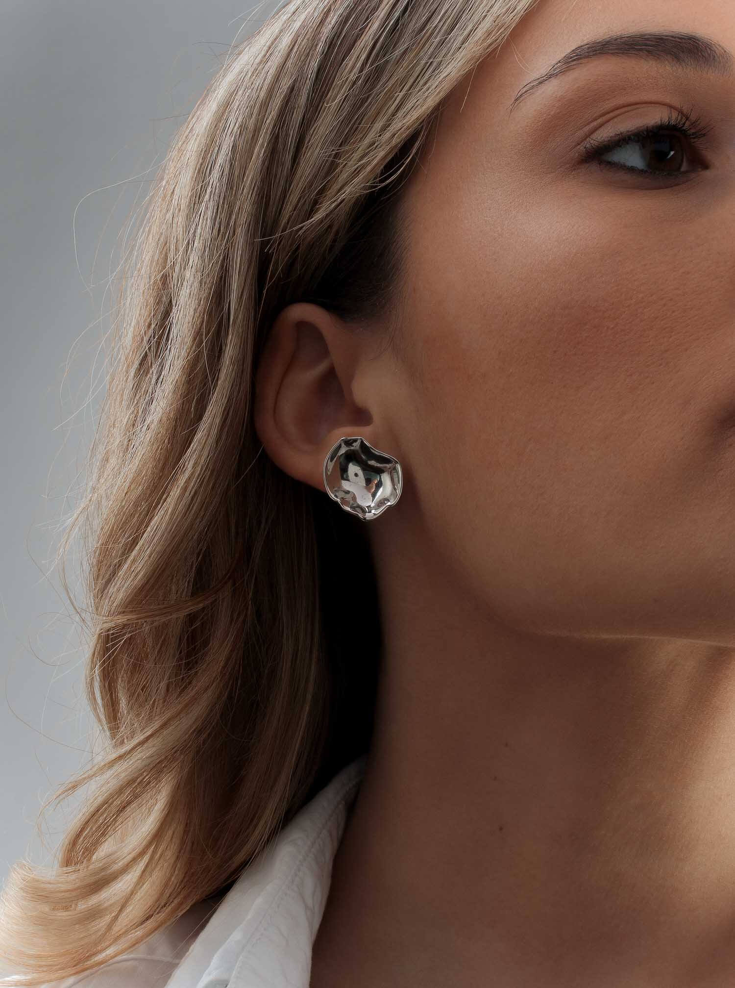 Pendientes originales de plata diseño convexo